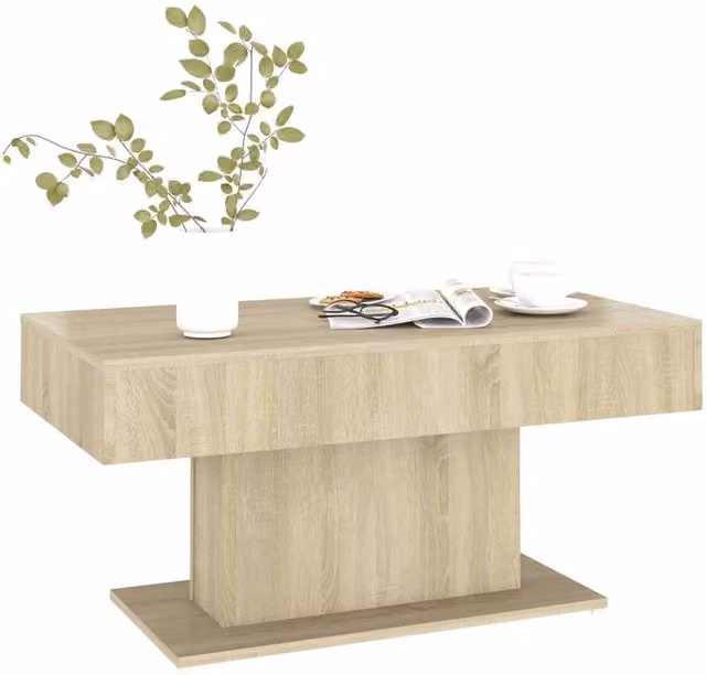 Berkfield Home Sonoma Oak Coffee Table in Light Brown, W/D/H: 96 x 50 x 45 cm