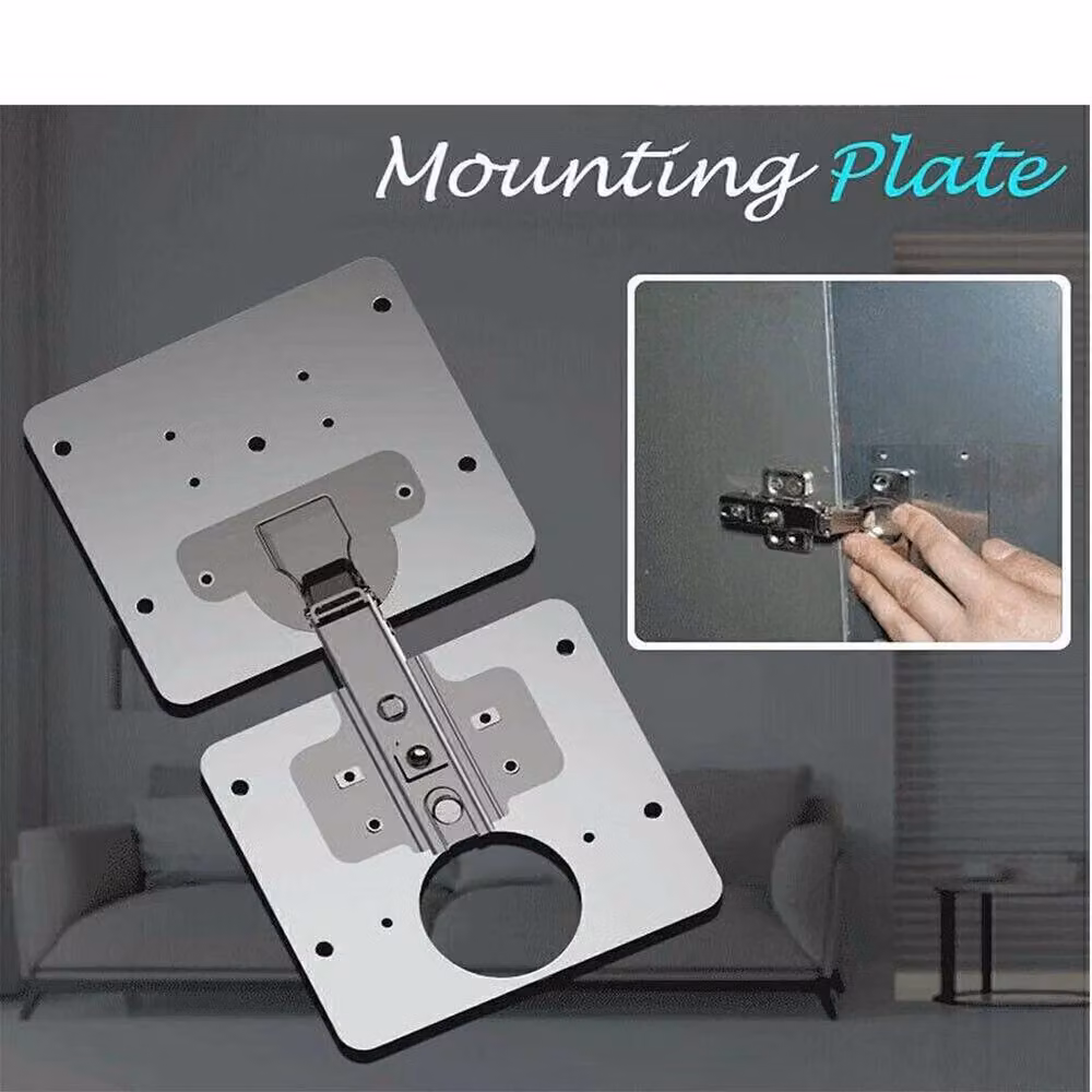 SPETLEK Kitchen Cupboard Door Hinge Repair Kit in Silver Stainless Steel with 8 Plates and 48 Screws – 3
