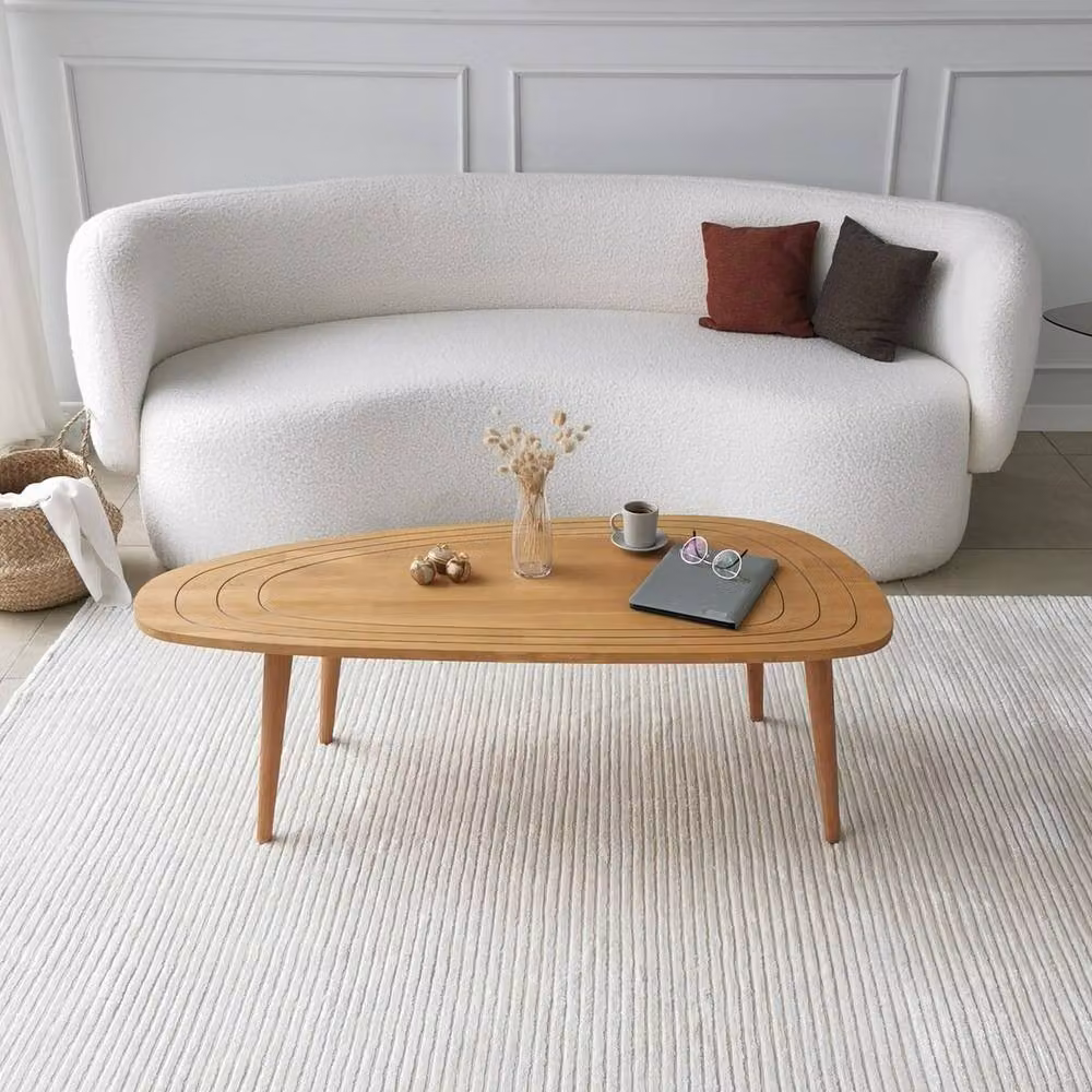 CALICOSY SWEET Coffee Table with Rounded Edge Rectangular Top in Light Brown – 2