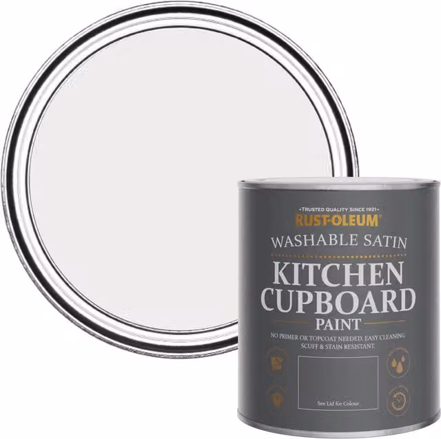 Rust-Oleum Fleur Grey Water-Based Kitchen Cupboard Paint in Satin Finish, 0.75 l – 1