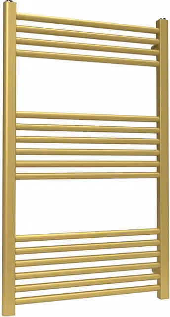 Lux Heat Metallic Gold Steel Wall Mounted Towel Rail, W: 60.0 cm, H: 100.0 cm