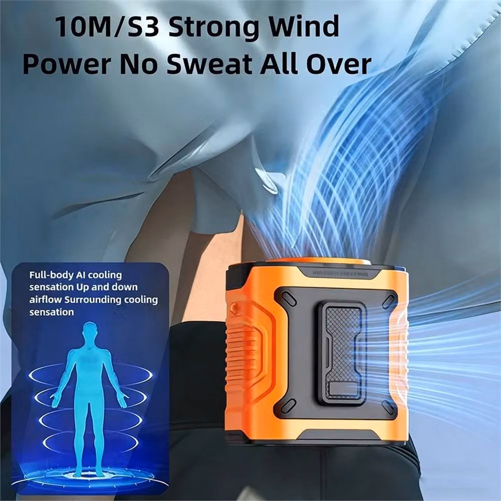 NESTLUNE Orange Rechargeable Mini Personal Waist Clip Fan – 6