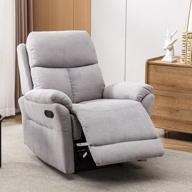 Fascinate Manual Recliner Chair in Grey Microfibre Fabric
