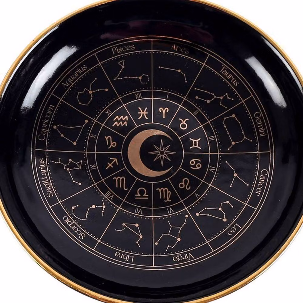 Something Different Astrology Wheel Trinket Dish in Black and Gold – 3
