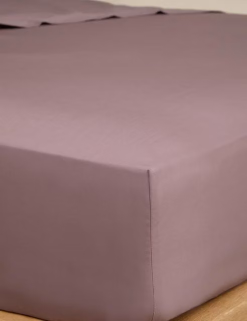 M&S Egyptian Cotton 230 Thread Count StayPut Fitted Sheet, Purple, 200 x 200 cm