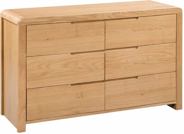 Cheshire Premium Arc 6 Drawer Wide Chest in Brown Oak
