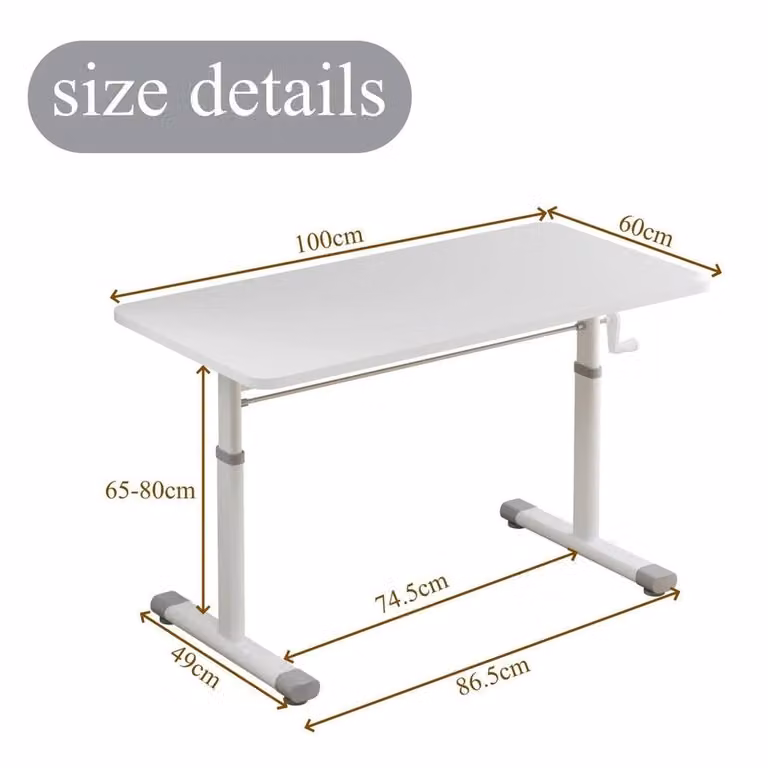 VOGREX White Marble MDF Height Adjustable Computer Desk with Manual Hand Crank