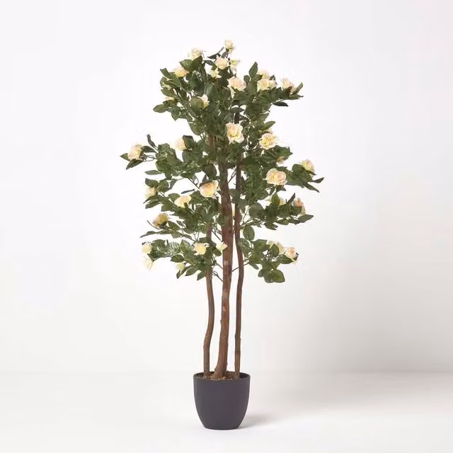 Homescapes Artificial Pink Rose Tree with Green Foliage