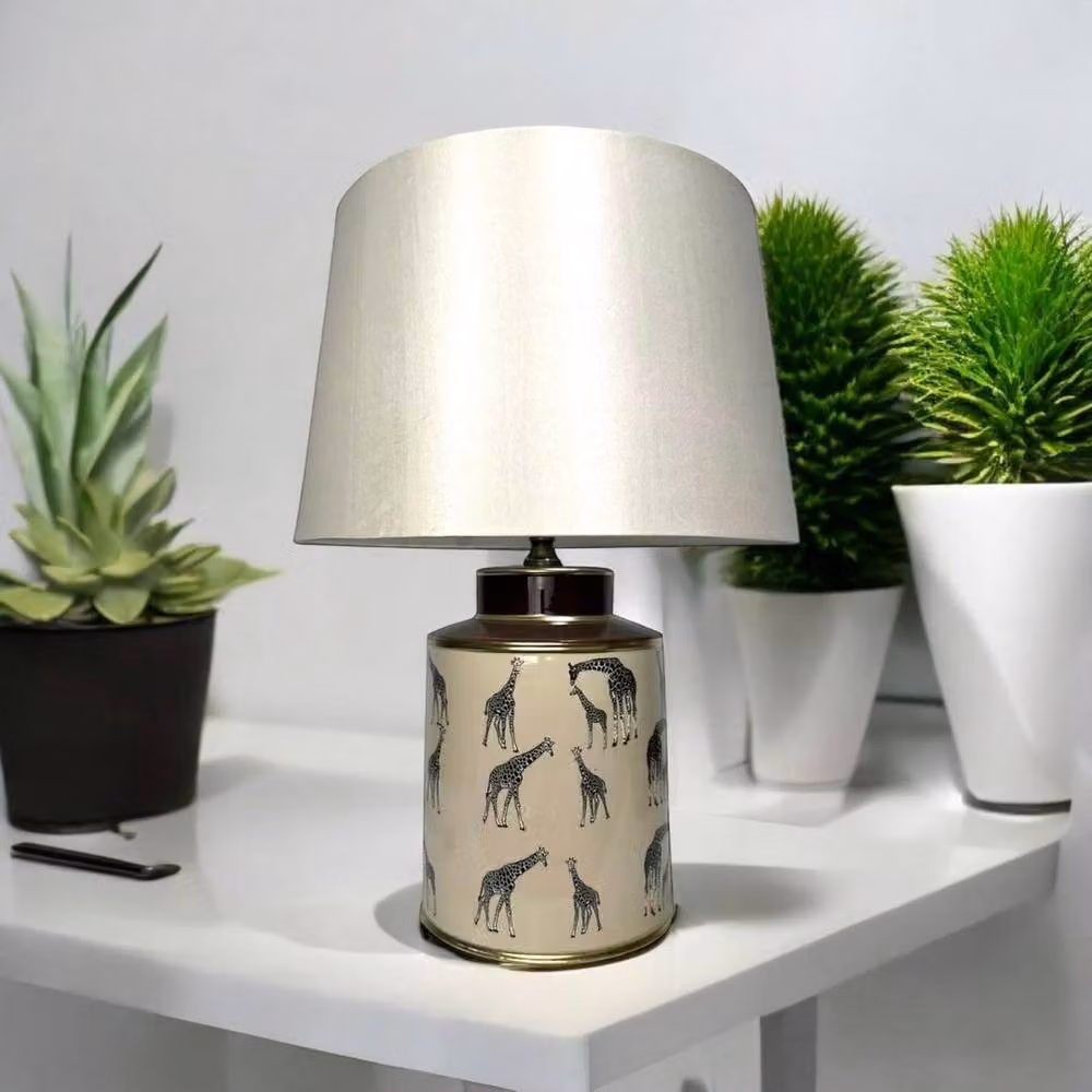 Minster Ceramic Table Lamp with Shade in Beige, H 33 x W 17 x D 17 cm – 3
