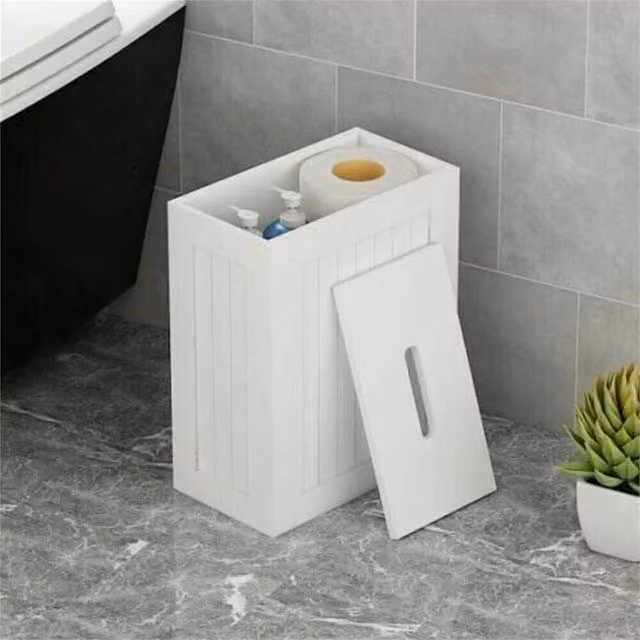 VOGREX Slimline White Shaker Bathroom Toilet Roll Storage Unit W: 33.0 cm, H: 31.0 cm