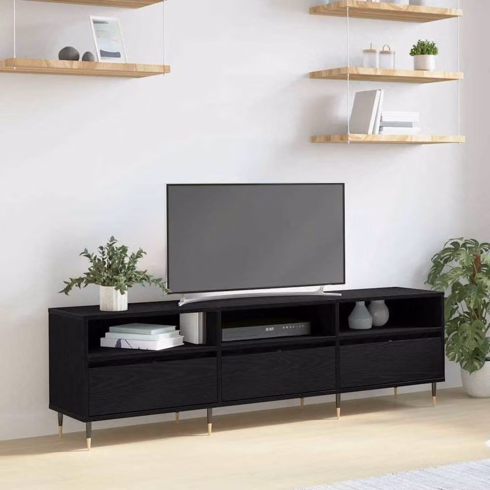 Berkfield Home Modern Black Oak TV Cabinet W/D/H: 150 x 30 x 44.5 cm – 2