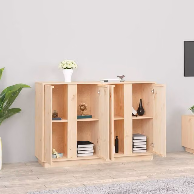 Berkfield Home Solid Wood Pine Sideboard in Beige, W/D/H: 120 x 35 x 80 cm – 1
