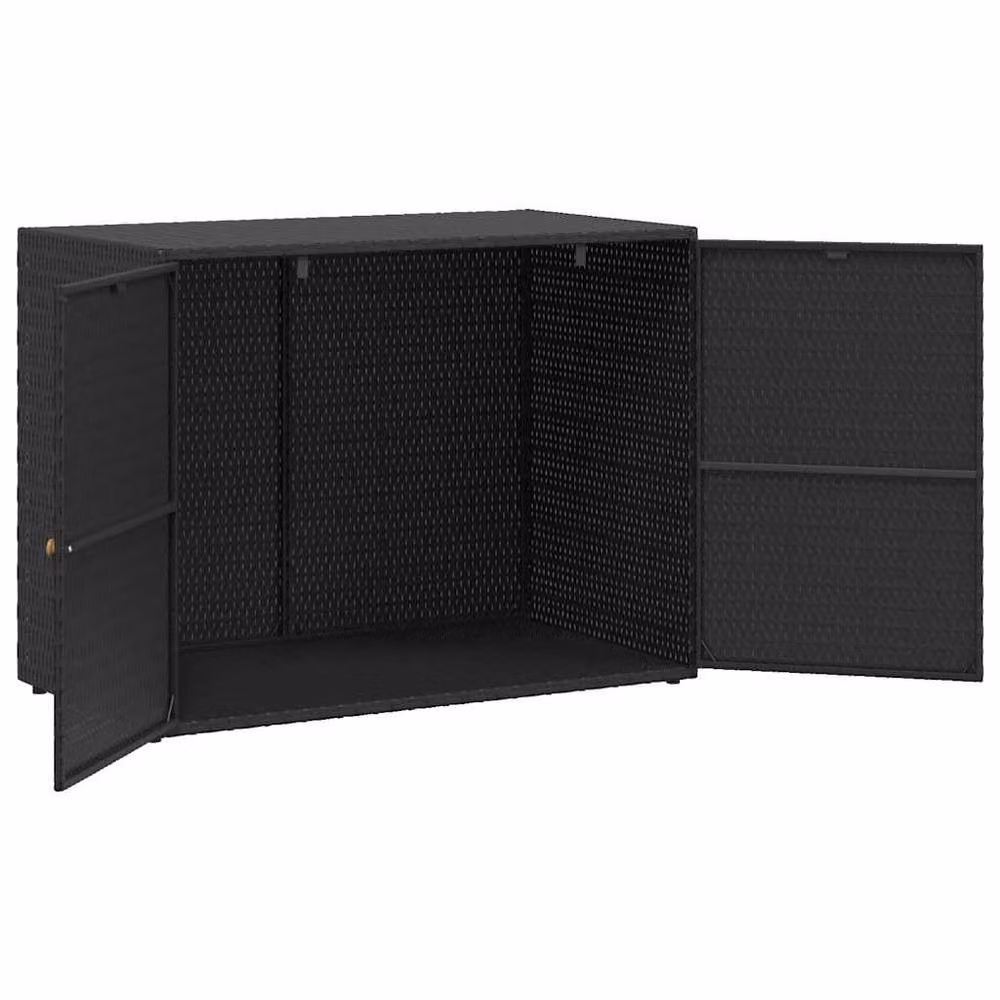 Berkfield Home Garden Storage Cabinet in Black with Acacia Wood and Poly Rattan, W/D/H: 100 x 55.5 x 80 cm – 5