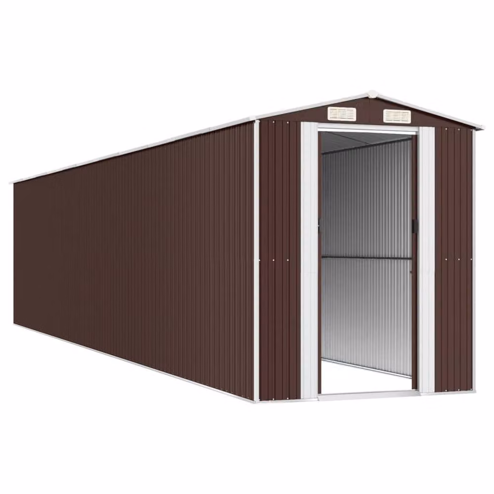 Berkfield Home Garden Shed in Dark Brown Galvanised Steel, W/D/H: 192 x 938 x 223 cm – 4
