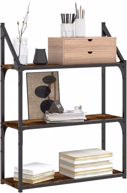 Berkfield Home 3-Tier Wall Mounted Shelf in Smoked Oak Brown, W/D/H: 60 x 21 x 78.5 cm – 1