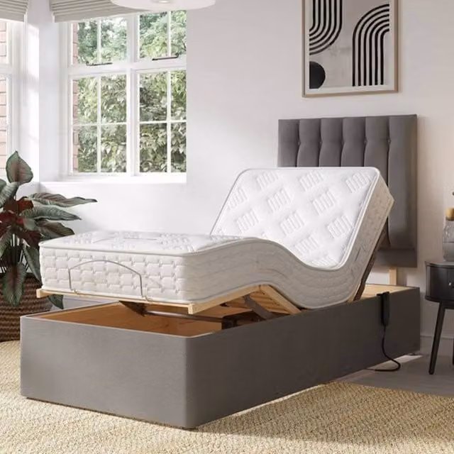 Paradise Beds Ltd Restwell Electric Adjustable Mobility Bed, Single, Grey, W/D/H: 90 x 200 cm