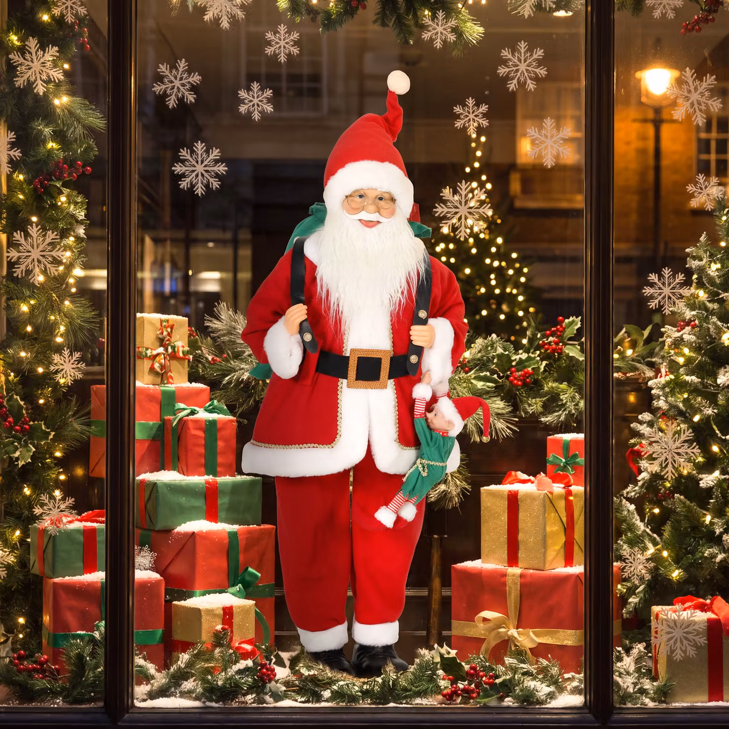 HOMCOM 4ft Animated Singing and Dancing Santa Claus Figure with Sack and Hanging Elf, Sound and Touch Activated, Height: 121.92 cm – 9