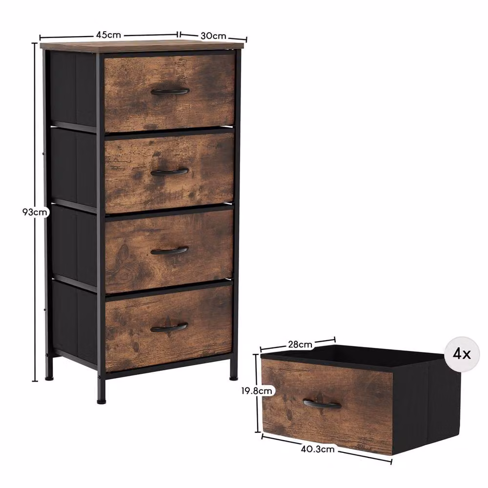 NESTLUNE Modern 4 Drawer Fabric Chest of Drawers in Brown – 2