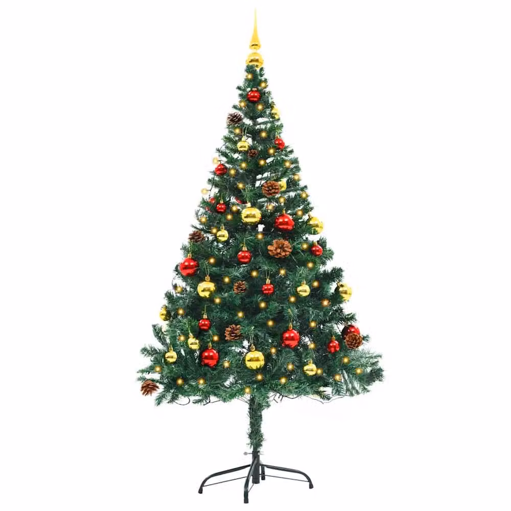 Berkfield Home Artificial Pre-lit Christmas Tree with Baubles, Green, Height: 150 cm – 3
