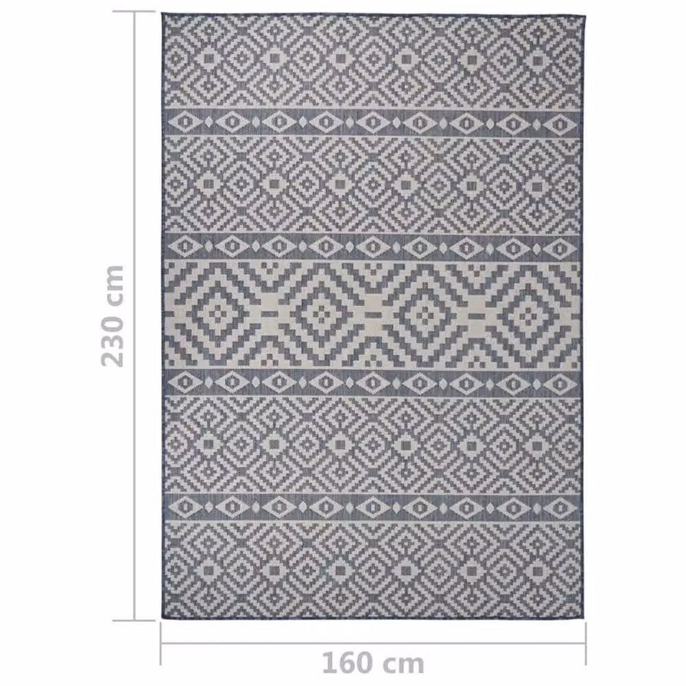 Berkfield Home Blue Striped Outdoor Flatweave Round Rug, Diameter: 100 cm