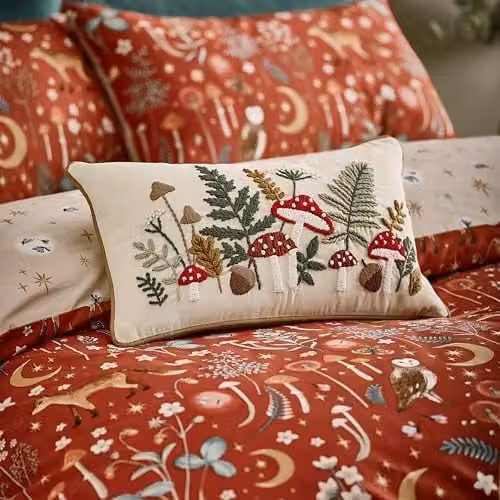 Catherine Lansfield Embroidery Woodland Cushion, Beige, W: 50 cm, H: 30 cm – 3