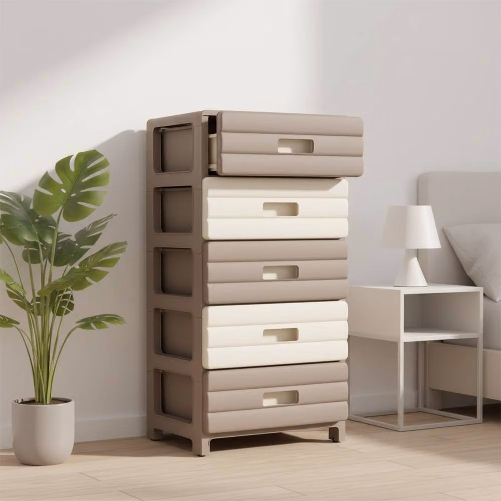 FORGEVIO Brown 5-Drawer Plastic Desktop Storage Organiser – 4