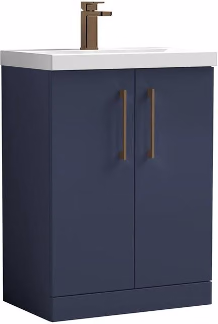 Balterley Contemporary Blue 2-Door Freestanding Bathroom Floor Vanity Unit and Basin, W: 60 cm – 1