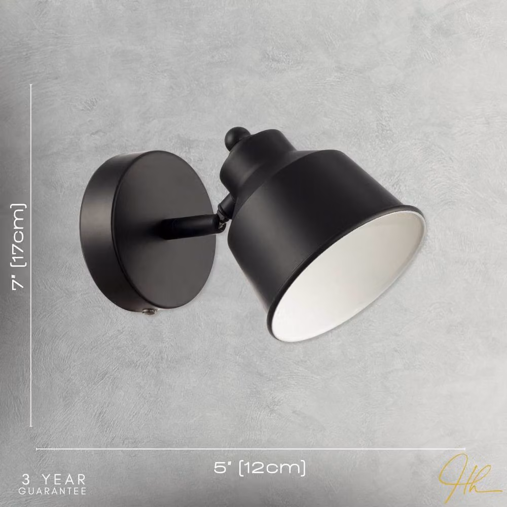 Happy Homewares Modern Rechargeable Dimmable LED Spot Wall Light in Black – 5