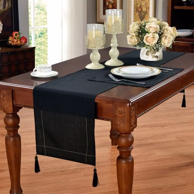 Kitchenwise Black Plain Rectangular Tablecloth