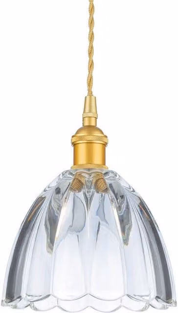 Netlighting Wilshire Dome Pendant Light in Gold and Brass with Transparent Glass