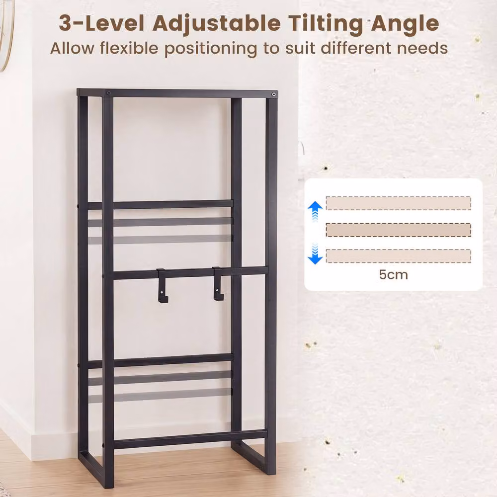 Gymax 3-Tier Metal Drink Storage Rack with Top Shelf in Black – 5