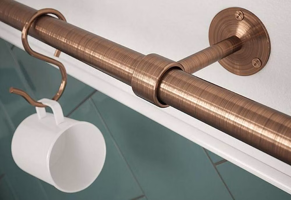 Forgeworks Kitchen Utensil Rail Kit with Sliding S Hooks in Antique Copper and Stainless Steel, 100 cm – 4