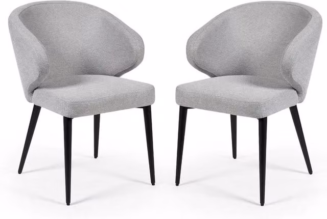 Cheshire Ainsworth Set of 2 Modern Grey Fabric Upholstered Dining Chairs with Armrests