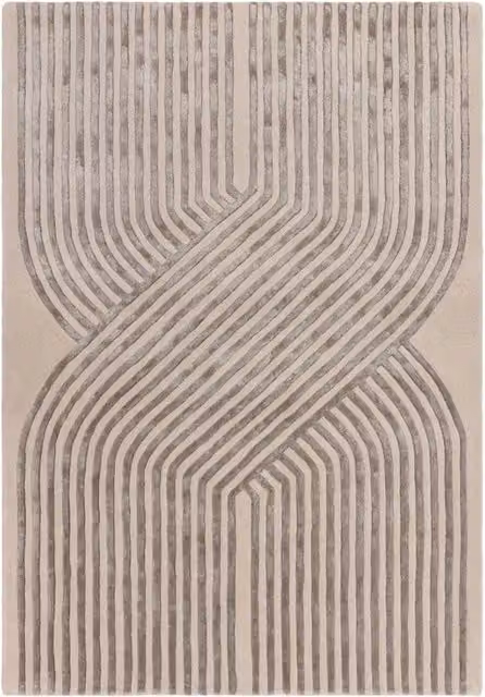 The Rug Shop UK Cream and Beige Striped Modern Handmade Area Rug, W: 200 cm, L: 300 cm – 1