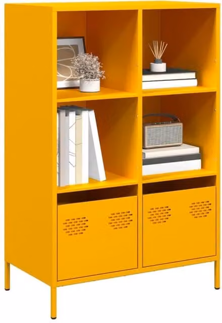 Berkfield Home Mustard Yellow Steel Highboard W/D/H: 68 x 39 x 103.5 cm
