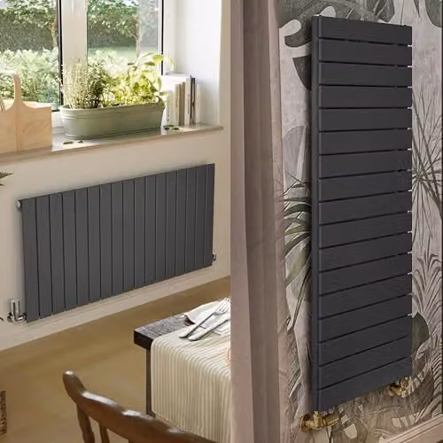 Terma Steel Wall Mounted Radiator in Anthracite Grey, H: 60.0 cm, W: 125.4 cm – 1