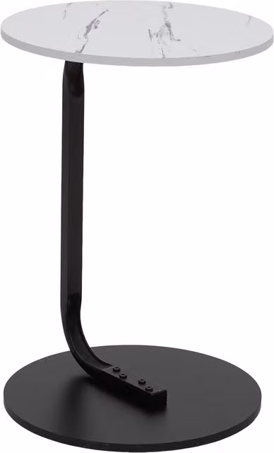 Livingandhome Modern C Shaped Space Saving Side Table in White and Black