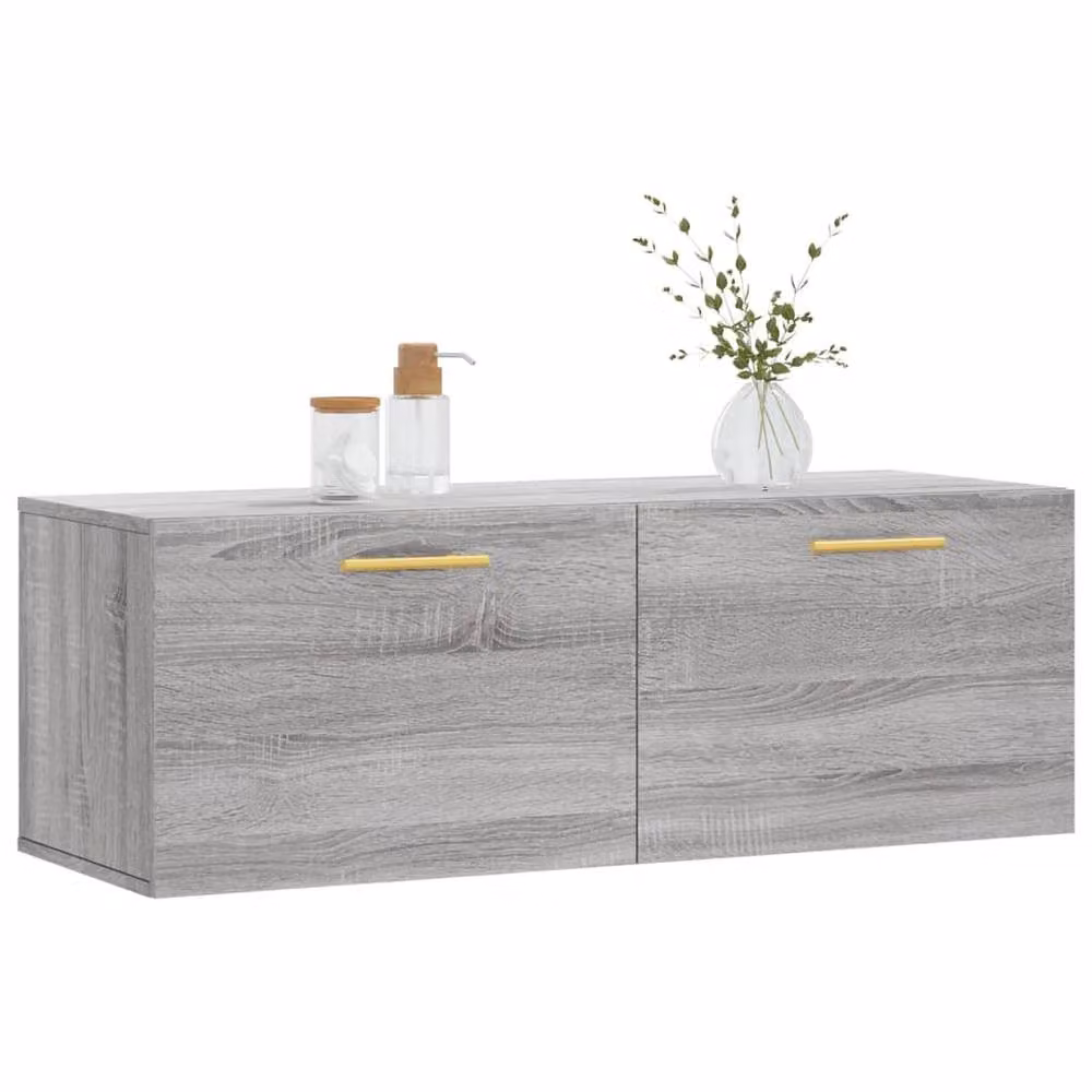Berkfield Home Wall Mounted Cabinet in Grey, W: 100 cm, D: 36.5 cm, H: 35 cm – 2