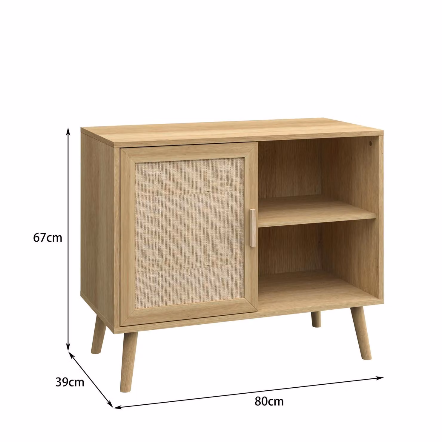 Home Source Natural Rattan Sideboard with Open Shelving and Media Compartments – 5