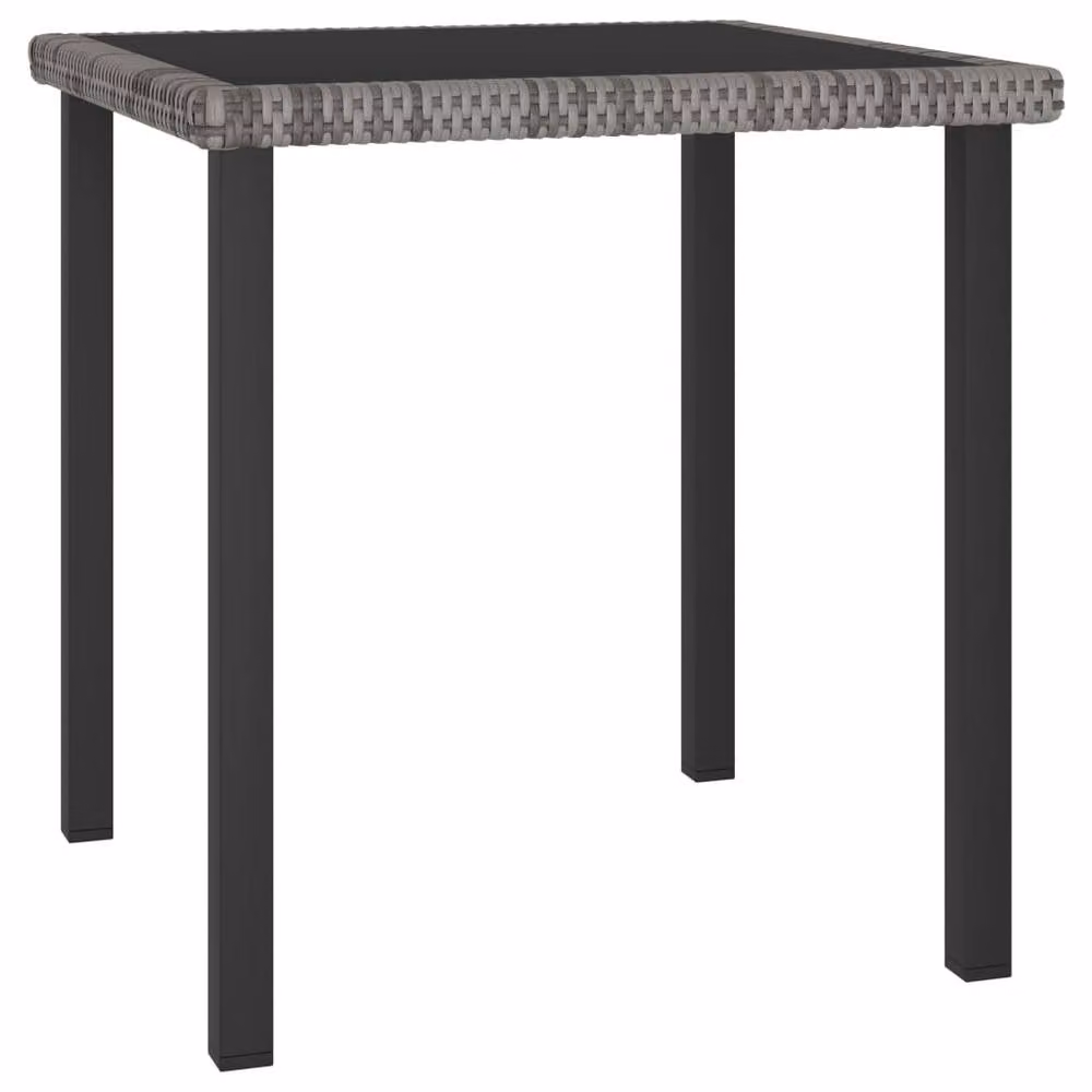 Berkfield Home Grey Poly Rattan Garden Dining Table W/D/H: 70 x 70 x 73 cm – 2