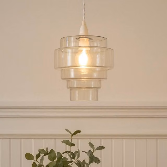 Pagazzi Mira Transparent Glass Cylinder Easy-Fit Pendant Light