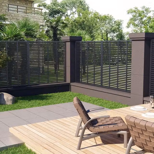 Berkfield Home Louver WPC Fence, Grey, 180 x 180 cm