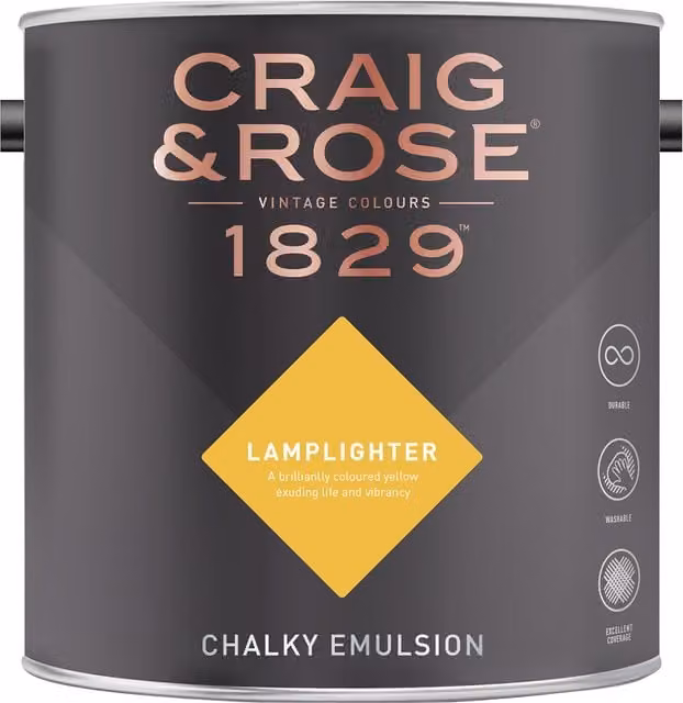 Craig and Rose Lamplighter Chalky Matt Water Based Emulsion in Yellow
