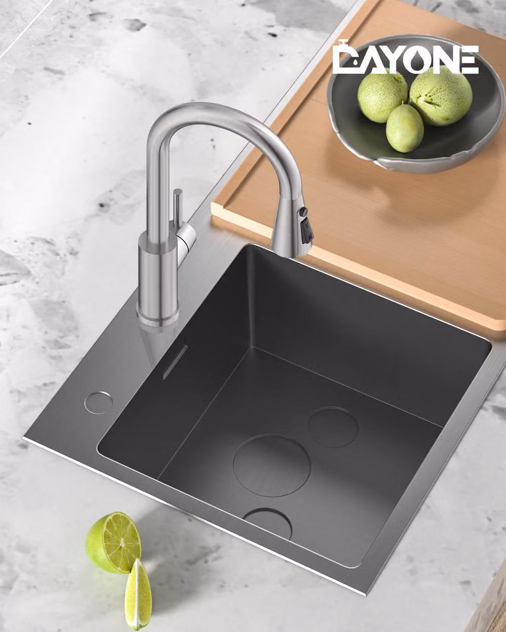 Dayone Sleek Kitchen Mixer Tap with Pull Out Spray in Brushed Steel Silver – 4
