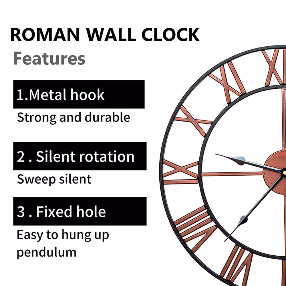 Crystals Bronze Metal Round Analog Garden Wall Clock, Diameter: 60 cm – 3