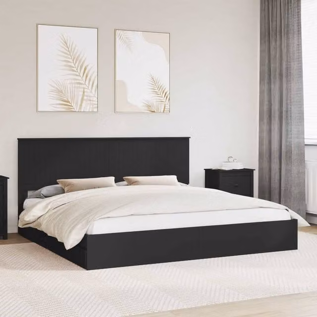 Berkfield Home Modern Storage Bed with Headboard and Drawers in Black, W/D/H: 200 x 200 cm, Engineered Wood