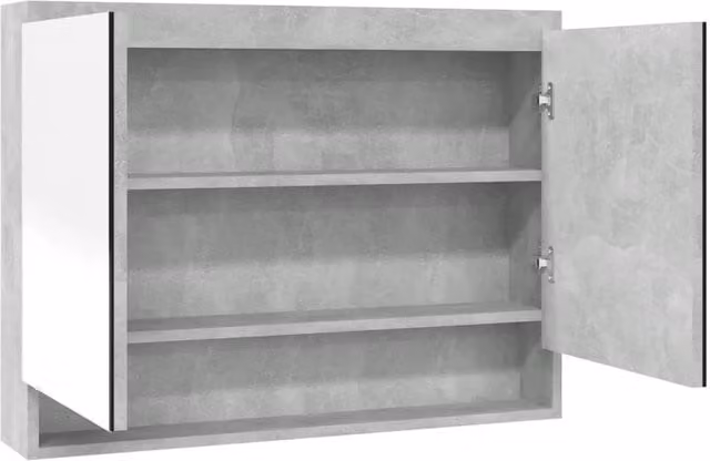 Berkfield Home Modern Bathroom Mirror Cabinet in Concrete Grey, W/D/H: 80 x 15 x 60 cm – 1