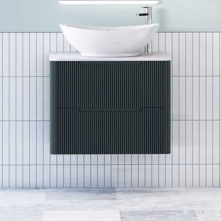 Royal Bathrooms Avenza Wall Hung Vanity Unit with Amaze Basin, Moss Green and White, Depth: 60 cm