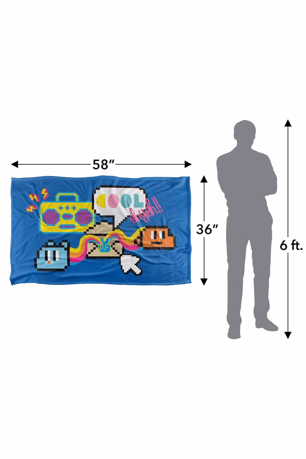 Cartoon Network Amazing World of Gumball Cool Oh Yeah Super Soft Silky Touch Fluffy Polyester Throw Blanket, Large, Multicolour – 3