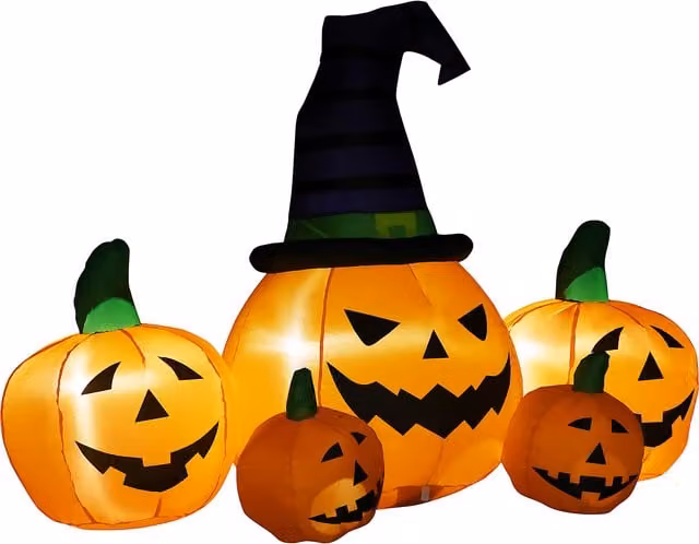 Outsunny 6ft Inflatable Halloween Large Pumpkin in Hat with Four Small Pumpkins, Orange LED Blow-Up Outdoor Decoration – 1